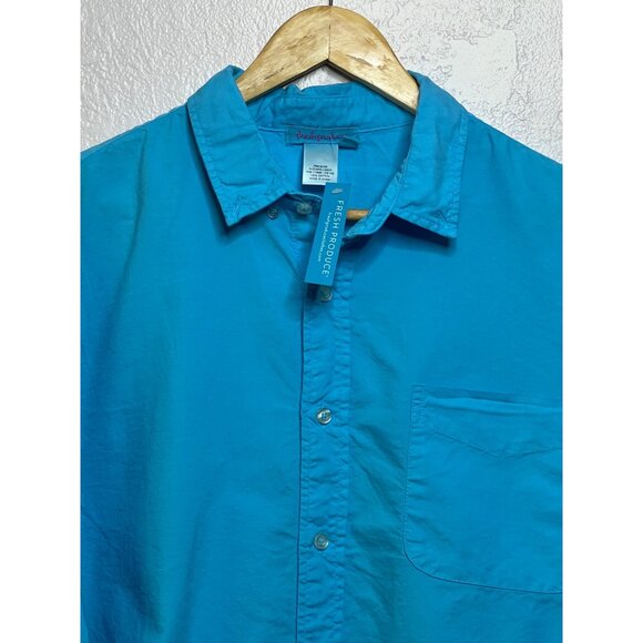 NWT Fresh Produce Men'S XXL Blue 100% Cotton Button-Up Shirt With Chest Pocket - Picture 3 of 16